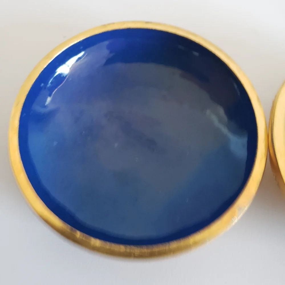 #Vtg Round Cloisonne Enamel Floral Butterfly Trinket Box Blue Robin Egg